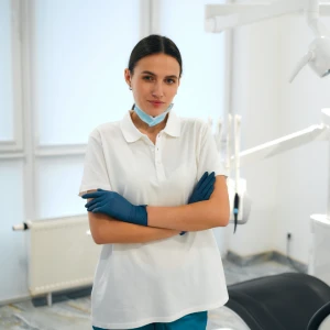 Emergency dentist in Annapolis standing in a modern dental treatment room